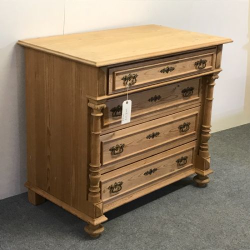fig 1. Large Antique Pine Column Chest of Drawers
