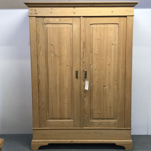 Small Antique Pine Double Wardrobe