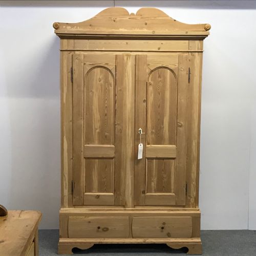 Small Double Door Old Danish Pine Wardrobe