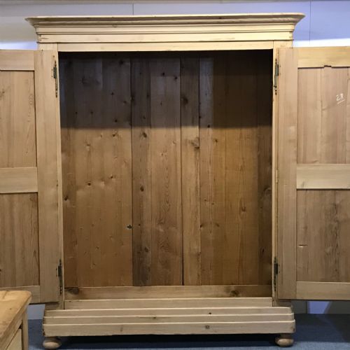 fig 1. Very Large French Antique Pine Double Wardrobe