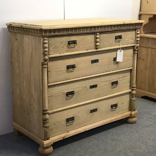 fig 1. LARGE ANTIQUE PINE CHEST OF DRAWERS C.1900