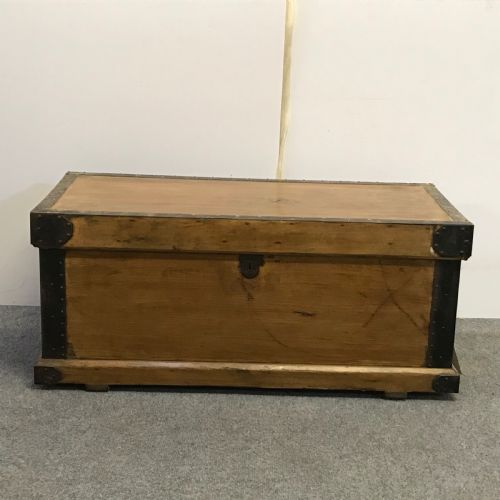 Old English Wooden Steamer Trunk