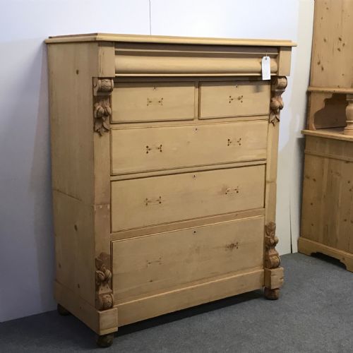 fig 1. VERY LARGE GRAND ANTIQUE PINE SCOTTISH CHEST OF DRAWERS