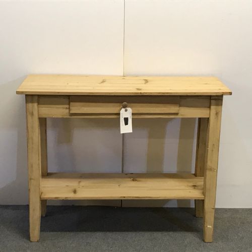 Small Antique Pine Console Table with Pot Board