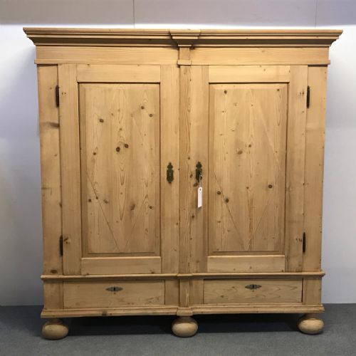 Very Large Antique Pine Two Door Wardrobe (Dismantles)