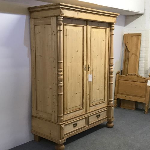 fig 1. LARGE 19TH CENTURY DOUBLE PINE WARDROBE (DISMANTLES)