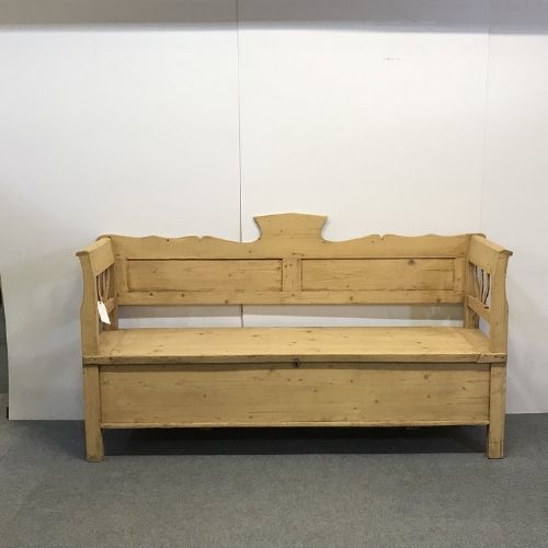 Late 1800'S Hungarian Pine Box Bench