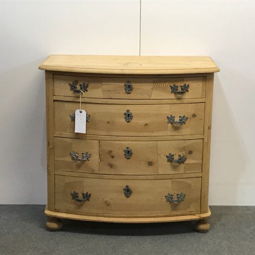 Bow Fronted Antique Pine Chest of Drawers