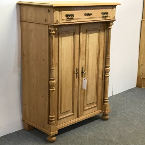 fig 1. ANTIQUE PINE LINEN CUPBOARD WITH MEDICAL DRAWER