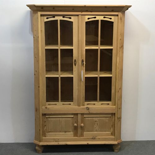 Antique Pine Glazed Display Cabinet