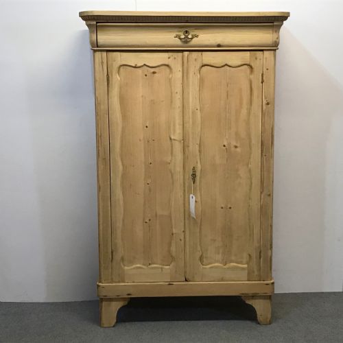 A Tall & Slender Antique Pine Linen Cupboard with Medicine Drawer