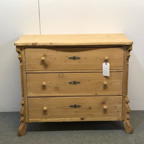 Antique Pine Chest of Drawers with Shaped Top