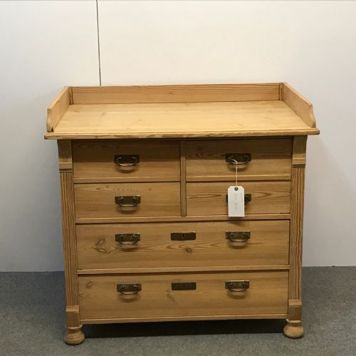Antique Pine Bank of Drawers with Cupboard