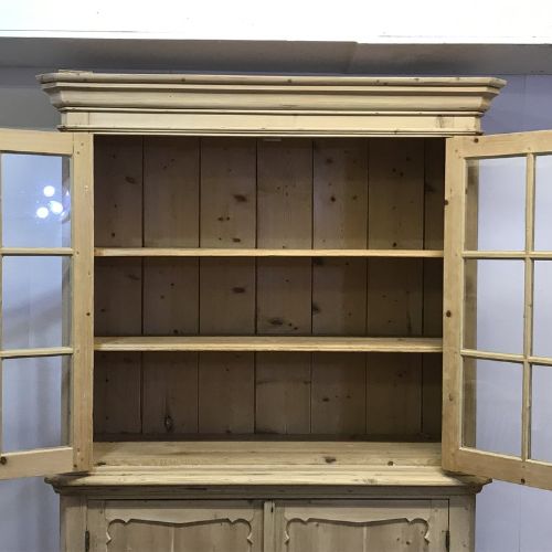 fig 1. LARGE PARTLY GLAZED ANTIQUE PINE CUPBOARD