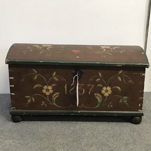 Small Old Swedish Pine Chest Trunk