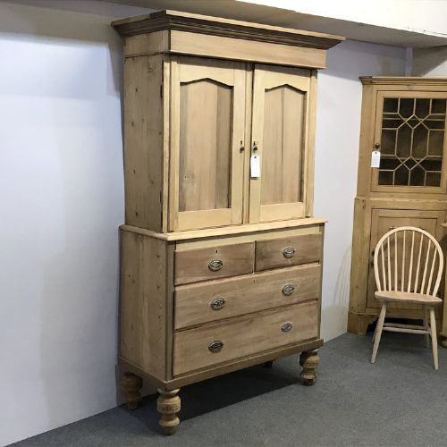 Scottish Edwardian Pine Linen Press