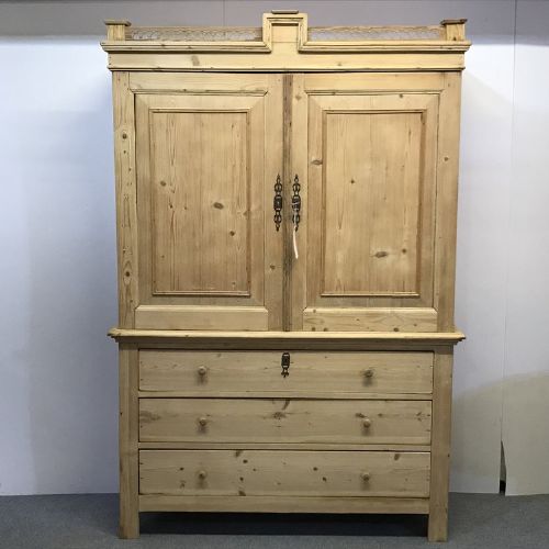 Large Old Dutch Pine Linen Press