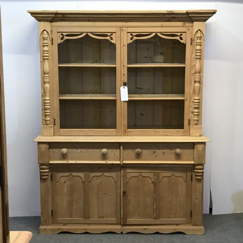 Late Victorian English Pine Glazed Display Dresser