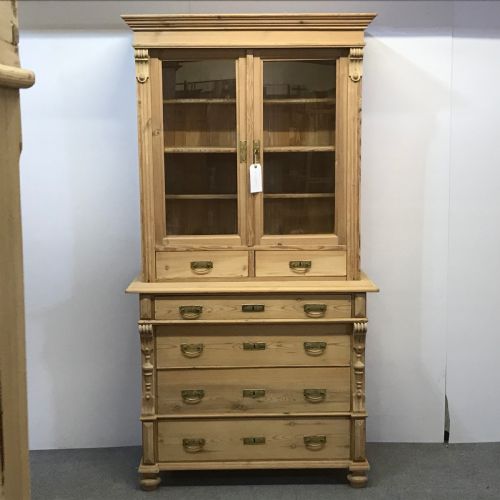 Antique Pine Display Cabinet and Drawers