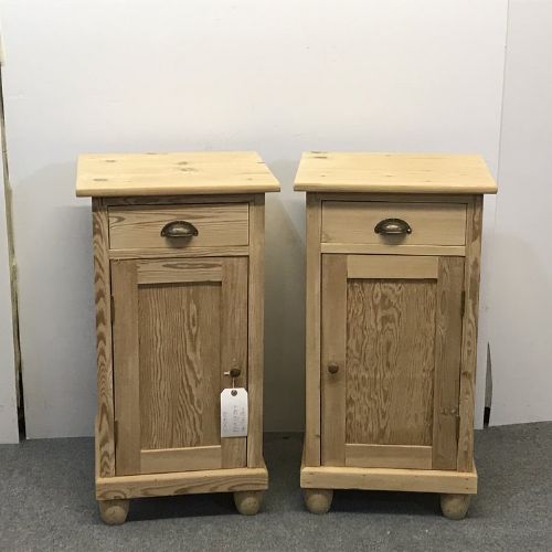 Small Pair of Antique Pine Bedside Cupboards