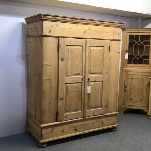 fig 1. VERY DEEP 19TH CENTURY PINE DOUBLE WARDROBE (DISMANTLES)