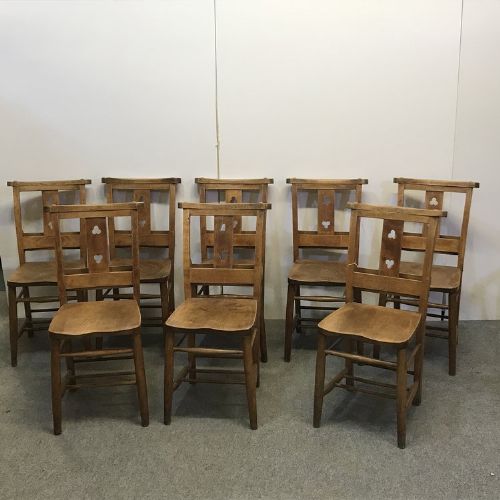 Set of 8 Old Chapel Chairs
