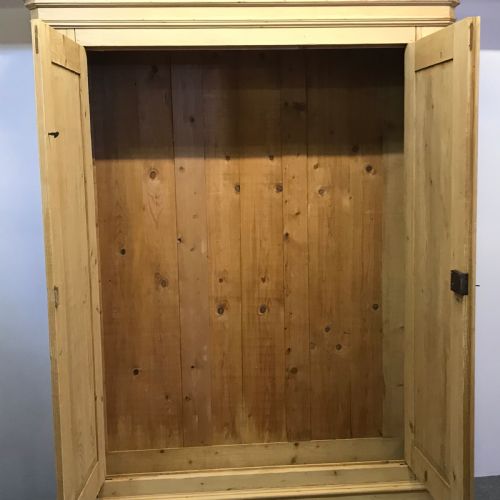 fig 1. VERY TALL FRENCH ANTIQUE DOUBLE PINE WARDROBE (DISMANTLES)