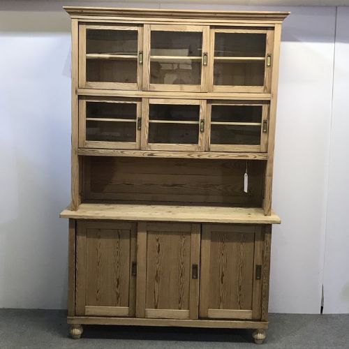 Large Antique Pine Shop Cabinet / Display Dresser