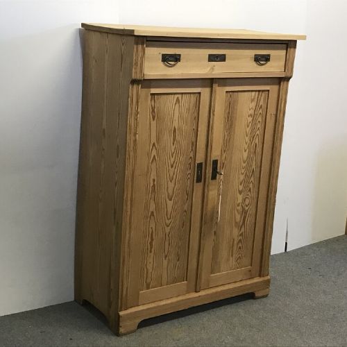 Tall Slim Antique Pine Cupboard with Top Drawer