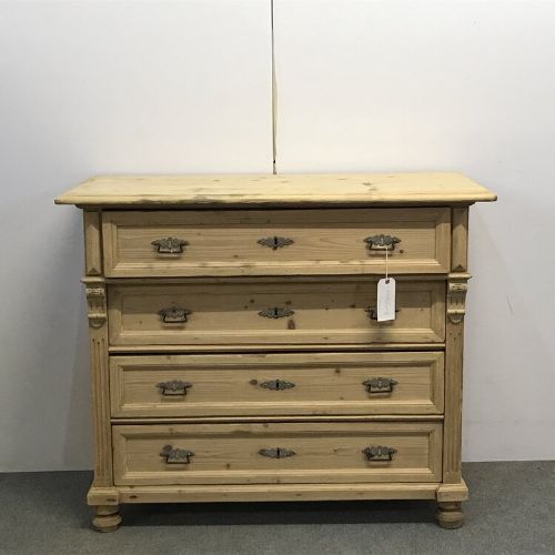 Large 4 Drawer Antique Pine Chest of Drawers