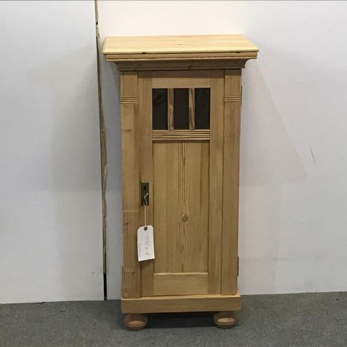 Tall Partly Glazed Antique Pine Bedside Cupboard