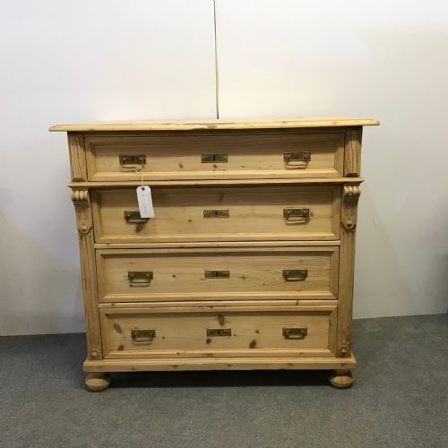 Large 4 Drawer Antique Pine Chest of Drawers