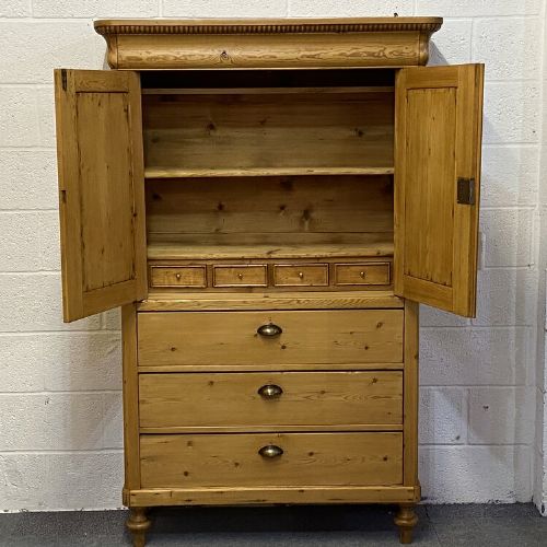 Very Attractive Small Old Dutch Pine Linen Press
