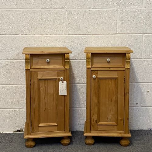 Pair of Small Antique Pine Bedside Cupboards