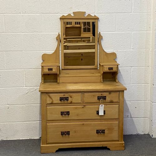 English Edwardian Pine & Satinwood Dressing Chest