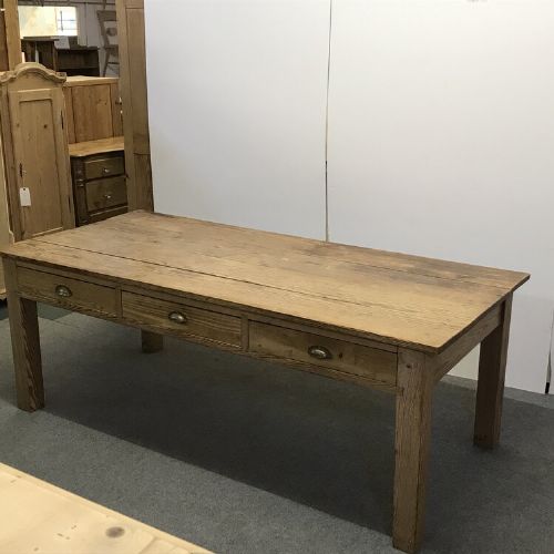 Large Old Rustic English Pine Farmhouse Table