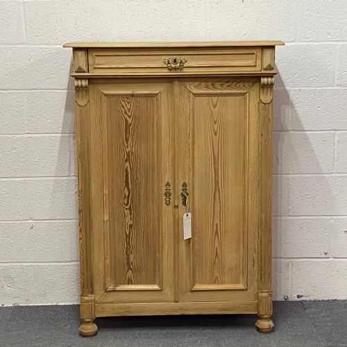 Slender Antique Pine Cupboard with Medicine Drawer