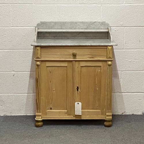 Antique Pine Wash Cupboard Marble Top