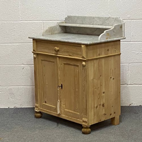 fig 1. ANTIQUE PINE WASH CUPBOARD MARBLE TOP
