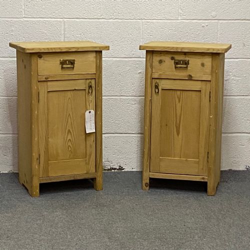 Pair of Old Pine Bedside Pot Cupboards
