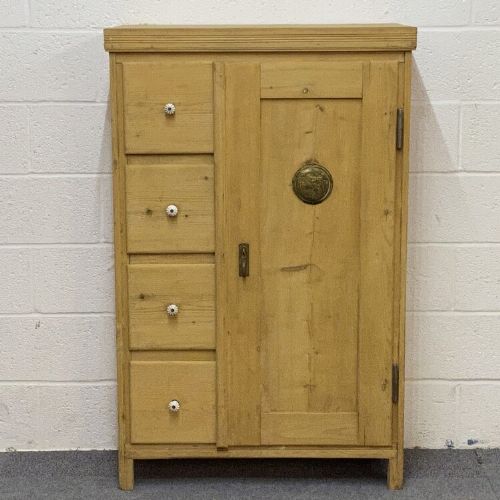 Antique Pine Larder Cupboard with 4 Drawers