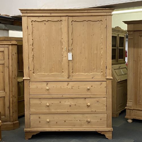 Very Large Dutch Antique Pine Linen Press