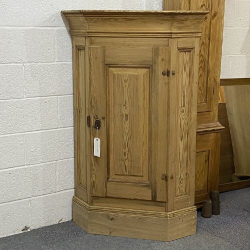 Large Very Old Pine Floor Standing Corner Cupboard