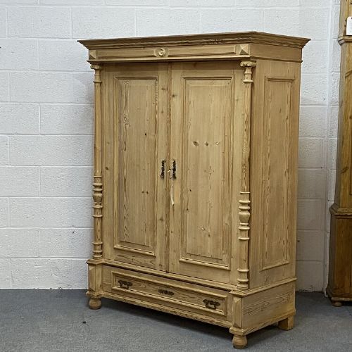 fig 2. A SMALL DOUBLE ANTIQUE PINE WARDROBE WITH BOTTOM DRAWER (DISMANTLES)