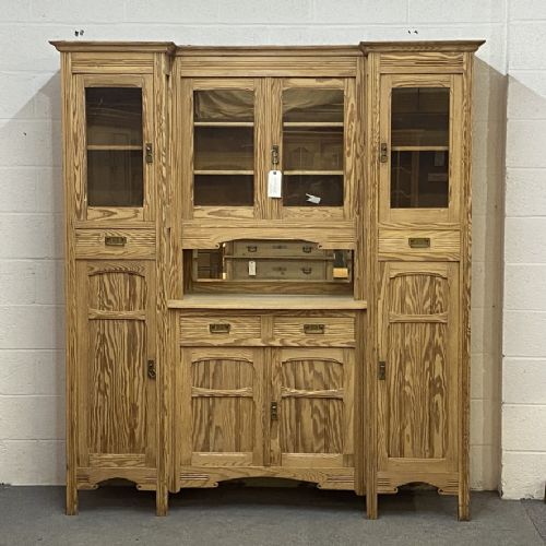 Very Large Antique Kitchen Dresser with Glazed Display Cupboards
