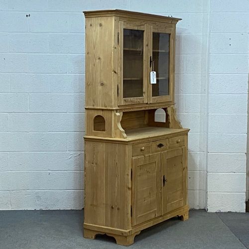 fig 1. VERY LARGE ANTIQUE PINE PARTLY GLAZED DRESSER
