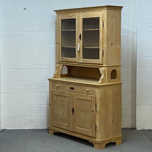 fig 2. VERY LARGE ANTIQUE PINE PARTLY GLAZED DRESSER