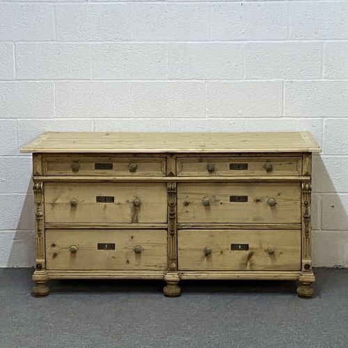 Antique Pine Sideboard with a Bank of 6 Drawers
