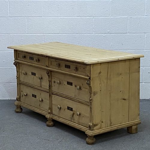 fig 1. ANTIQUE PINE SIDEBOARD WITH A BANK OF 6 DRAWERS