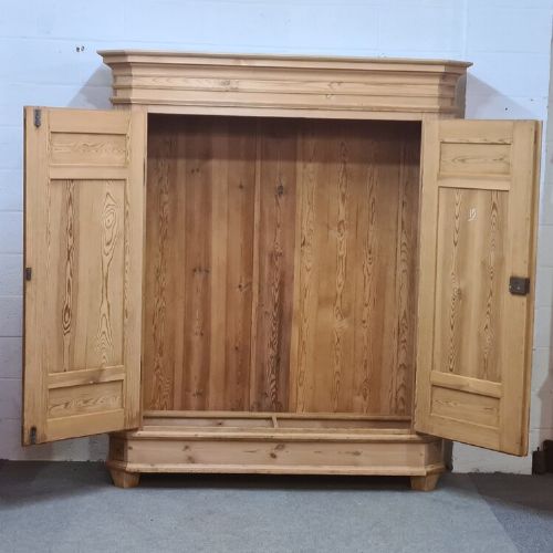 fig 1. Very Large Ornate Antique Pine Wardrobe